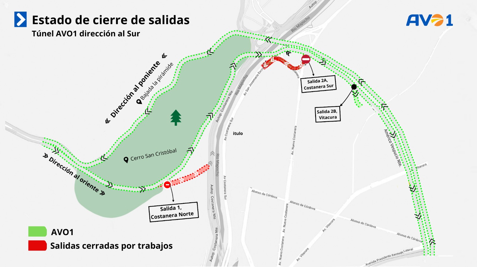 Mapa Cierre salidas 1 y 2A